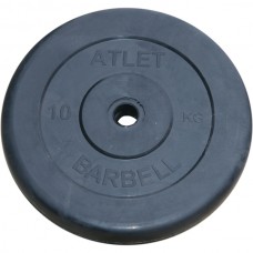 Диски обрезиненные, чёрные, 26 мм, 10 кг. Atlet MB-AtletB26-10