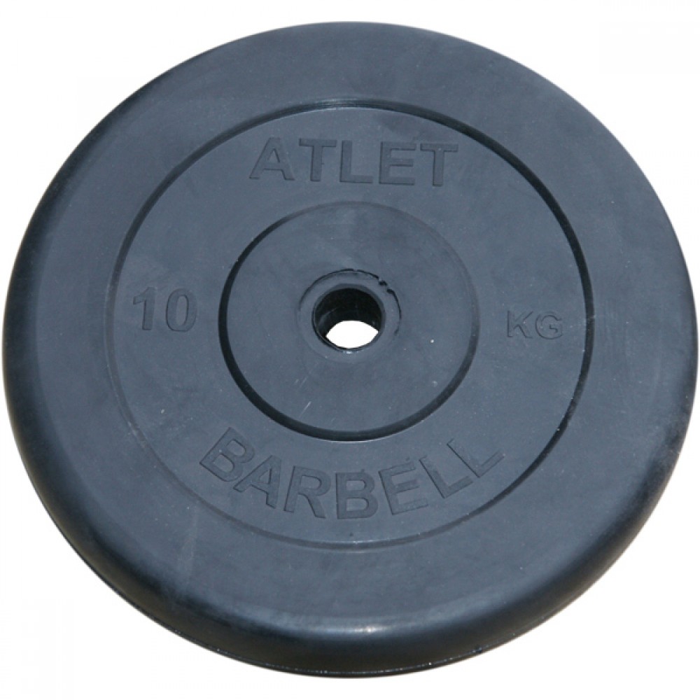 Диски обрезиненные, чёрные, 31 мм, 10 кг, Atlet MB-AtletB31-10