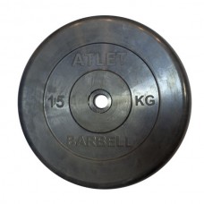 Диски обрезиненные, чёрные, 26 мм, 15 кг, Atlet MB-AtletB26-15