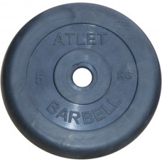 Диски обрезиненные, чёрные, 26 мм, 5 кг, Atlet MB-AtletB26-5