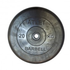 Диски обрезиненные, чёрные, 26 мм, 20 кг, Atlet MB-AtletB26-20