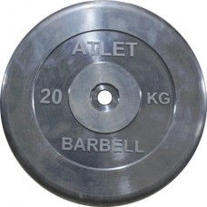 Диск обрезиненный, чёрного цвета, 31 мм, 20 кг Atlet