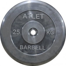 Диск обрезиненный, чёрного цвета, 31 мм, 25 кг Atlet